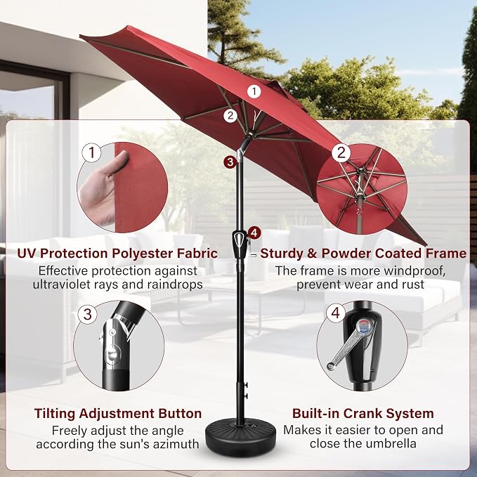 Simple Deluxe 9' Patio Umbrella Outdoor Table Market Yard Umbrella - Image 3