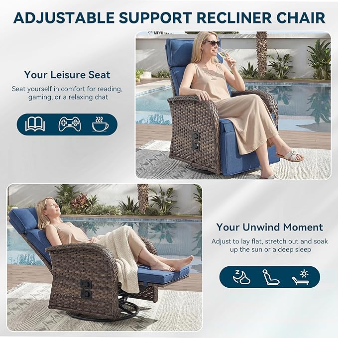 Zero Gravity Patio Swivel Rocking Recliner Chair - Image 5