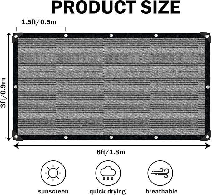 Sun Shade Cloth with Grommets, 90% UV Protection Shade Fabric, Pergola Shade - Image 2