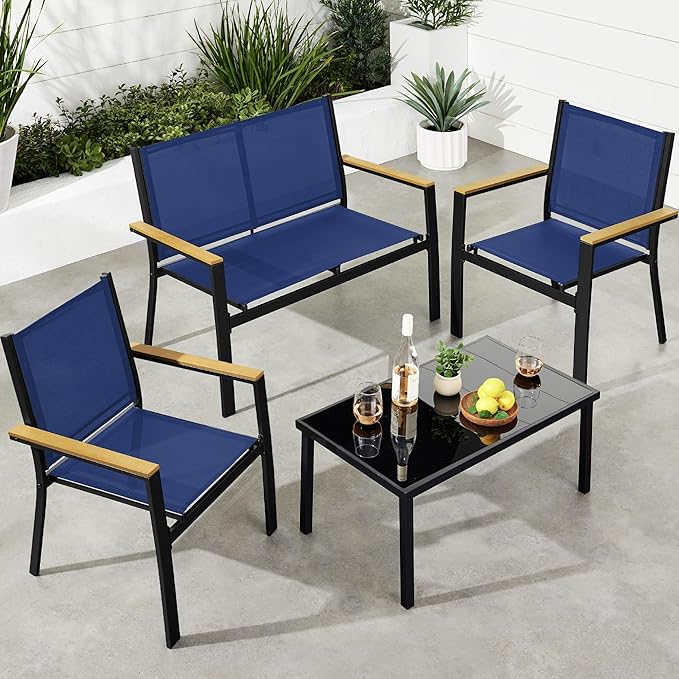 Best Choice Products 4-Piece Outdoor Textilene Patio Conversation Set, Backyard by BestChoiceProducts