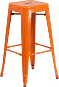 Flash Furniture Commercial Grade 30" High Backless Orange Metal Indoor-Outdoor by FlashFurniture
