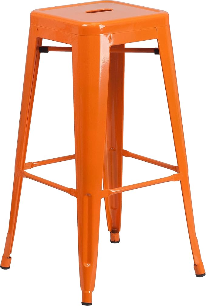 Flash Furniture Commercial Grade 30" High Backless Orange Metal Indoor-Outdoor by FlashFurniture