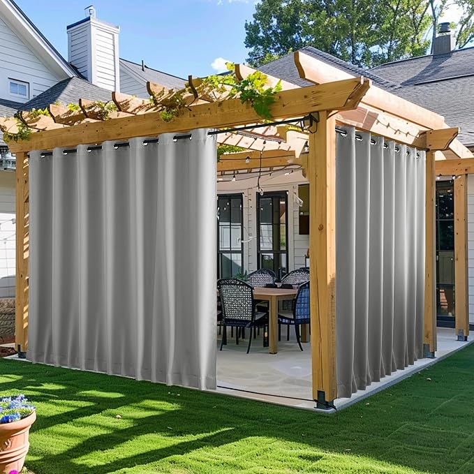 NICETOWN Outdoor Curtains for Patio Waterproof 2 Panels, W100 x L95 Windproof by NICETOWN