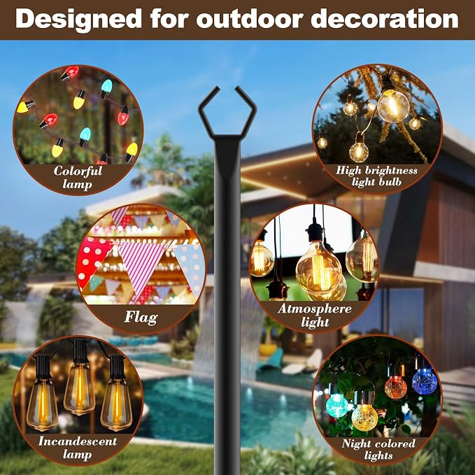 10Ft String Light Poles 4 Pack, Light Poles - Image 3