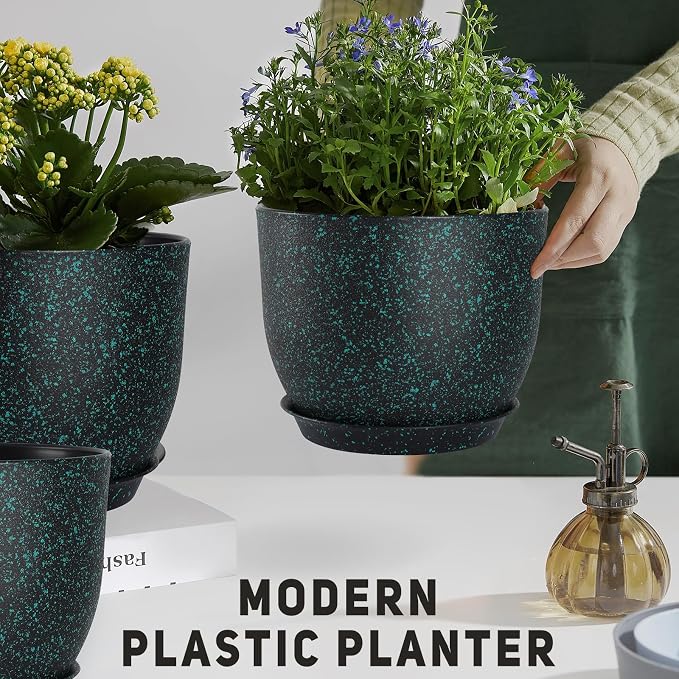 Plant Pots 10/9/8/7.5/7 inch Set of 5, Flower Pots - Image 6