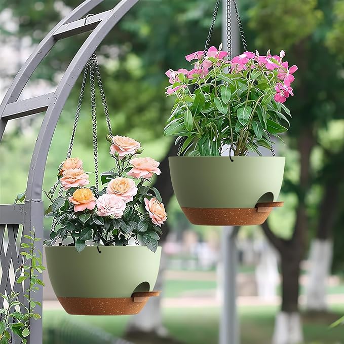 Set of 3-10 Inch Self Watering Hanging Planters - Image 7