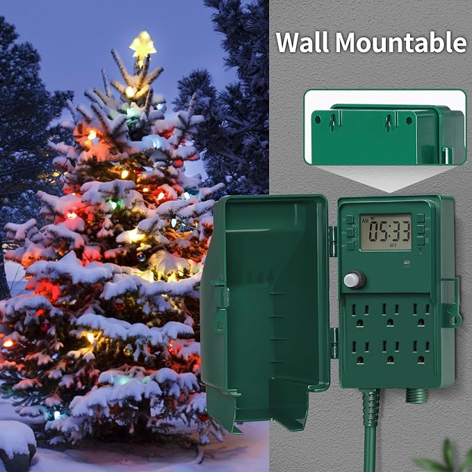 SURAIELEC Outdoor Power Stake, 7-Day Programmable Digital Timer, Power Strip - Image 6