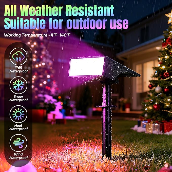 Solar Spot Lights Outdoor Color Changing, Christmas Landscape Spotlights - Image 6