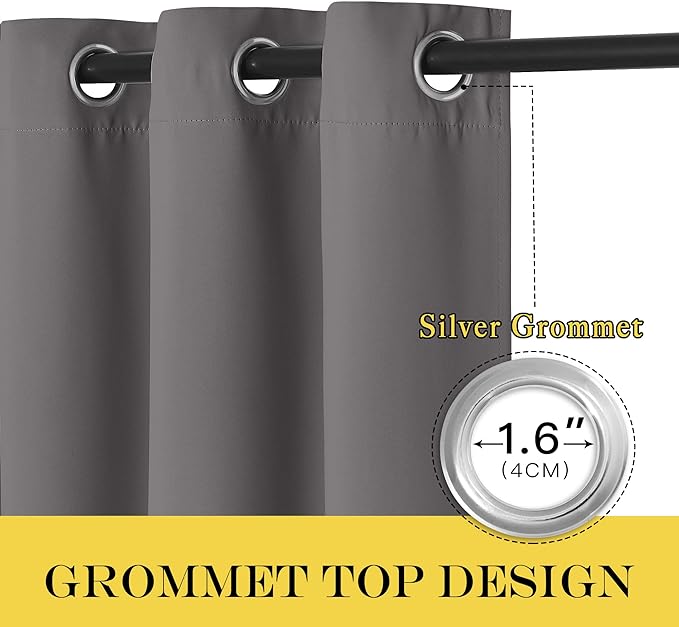 NICETOWN Short Blackout Grey Curtain - Image 2