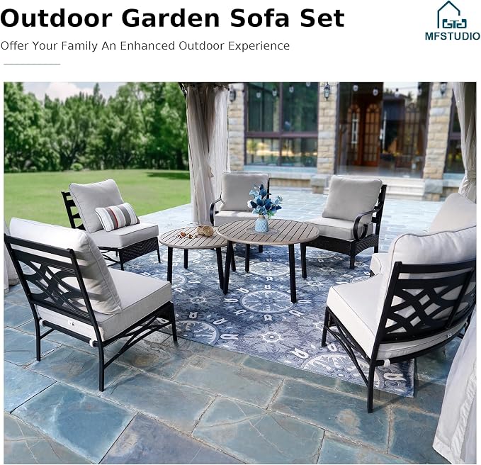 MFSTUDIO Patio Furniture Set, 10 Seats Half-Moon Curved Outdoor Sectional Sofa - Image 8