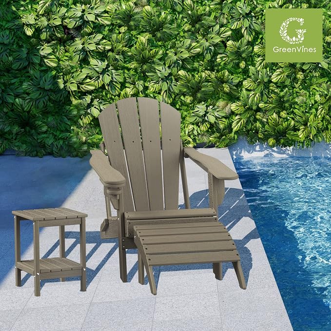 GREENVINES Adirondack-Outdoor-Side-Table | Set of 2 | Wood Grain | 14 x 13 - Image 2