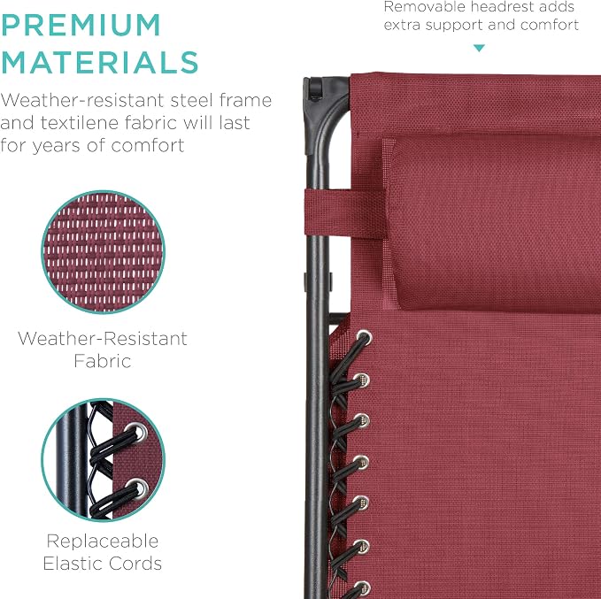 Best Choice Products Folding Zero Gravity Outdoor Recliner Patio Lounge Chair - Image 7