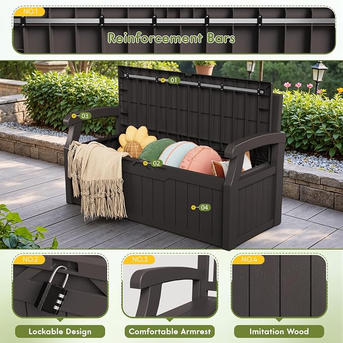 Greesum 80 Gallon Storage Bench Outdoor Deck Box - Image 4