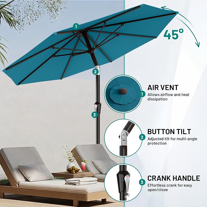 AreShark 9 FT Patio Umbrella for Outdoor, Outdoor Table Umbrella - Image 5