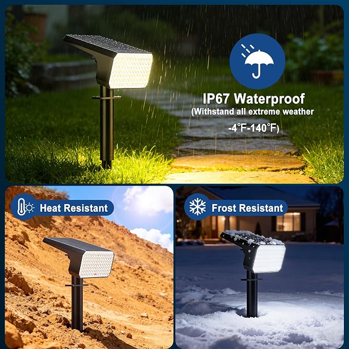 LANSOW 12 Pack Solar Spot Lights Outdoor Waterproof IP67, Solar Landscape - Image 4