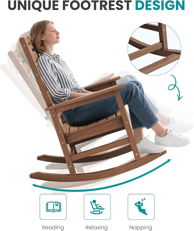 SERWALL Outdoor Rocking Chair Set of 2, Oversized Rocking Chair - Image 7