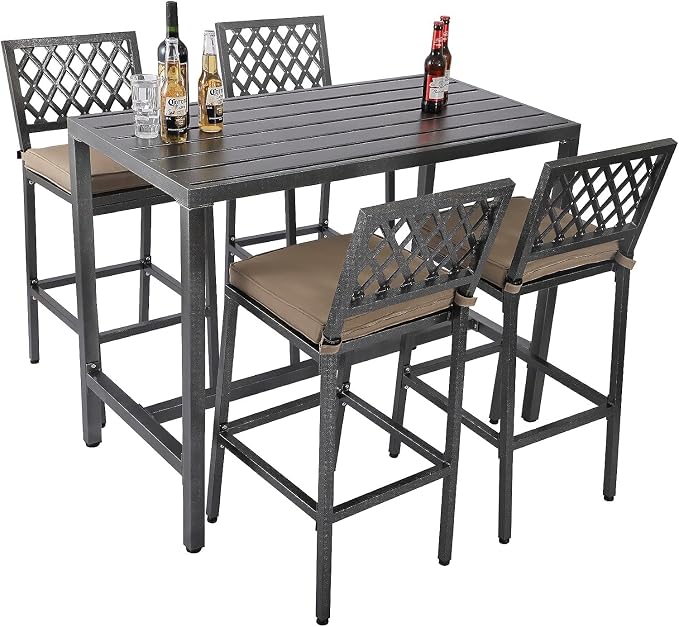 Outdoor Patio Bar Set, Bar Height Patio Dining Set, Weather-Resistant Bistro by Sumshadow