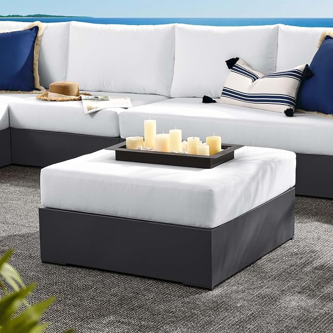 Modway Tahoe Aluminum Ottoman in Gray White - Image 2