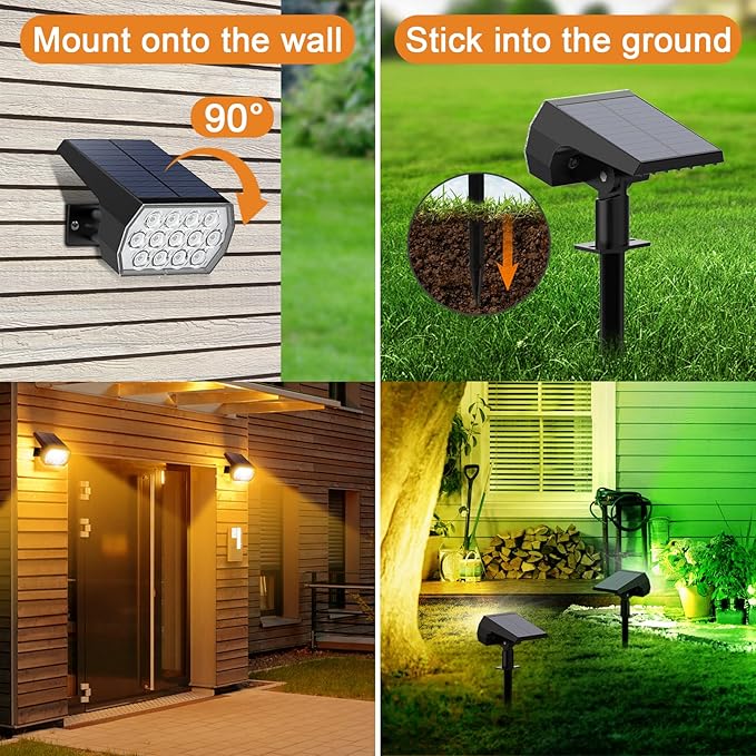 Solar Spot Lights Outdoor Color Changing, Christmas IP65 Waterproof Landscape - Image 3