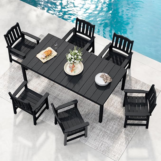Stoog 7 Pieces Patio Dining Sets, All-Weather HIPS Material & Aluminum Frame by Stoog