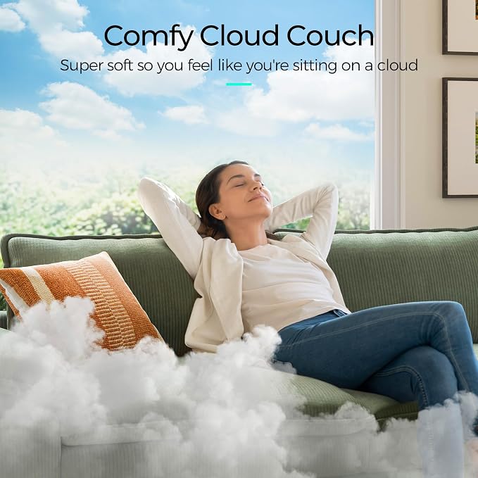 LINSY HOME 157'' Modular Sectional Sofa Green Couch Corduroy Cloud Couches - Image 4