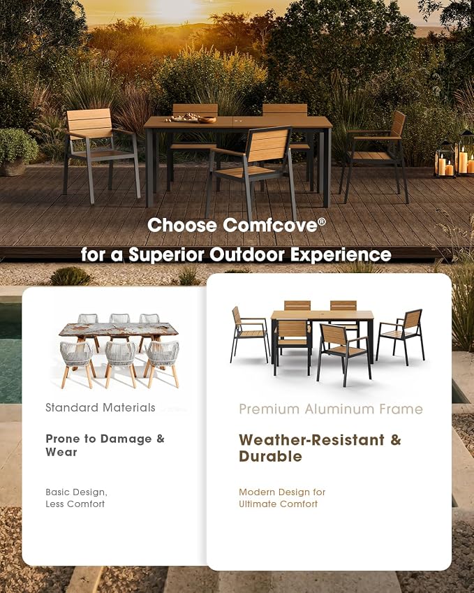 Outdoor Patio Dining Table, Aluminum & HDPS Outdoor Table - Image 5