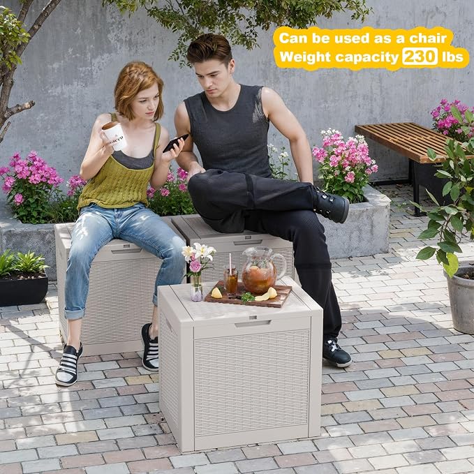 31 Gallon Waterproof Outdoor Storage Box, Resin Deck Box, Lockable Outside - Image 4