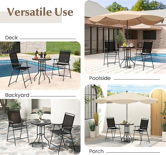 COSTWAY 3 PCS Patio Table and Chairs Set, Bistro Furniture - Image 9