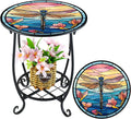 Outdoor Side Table Round Small Mosaic Patio Accent Indoor End Plant Coffee Tea by Cinnvoice