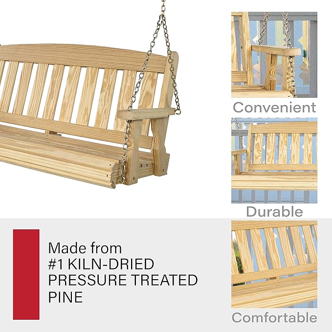 Amish Casual Heavy Duty 800 Lb Mission Treated Porch Swing - Image 5