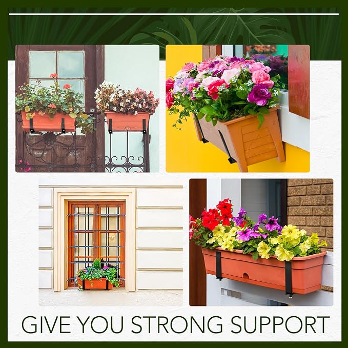 Layhit 10 Pcs Adjustable Planter Box Brackets Universal Heavy Duty Flower Box - Image 4