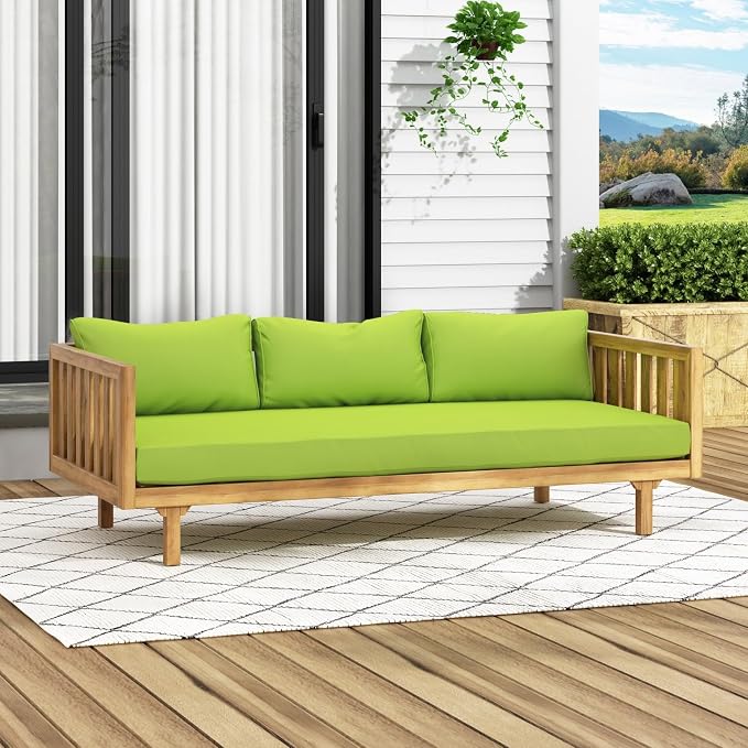 Merax Outdoor Acacia Wood Daybed, 3 Seater Day Bed Couch Sofa - Image 3