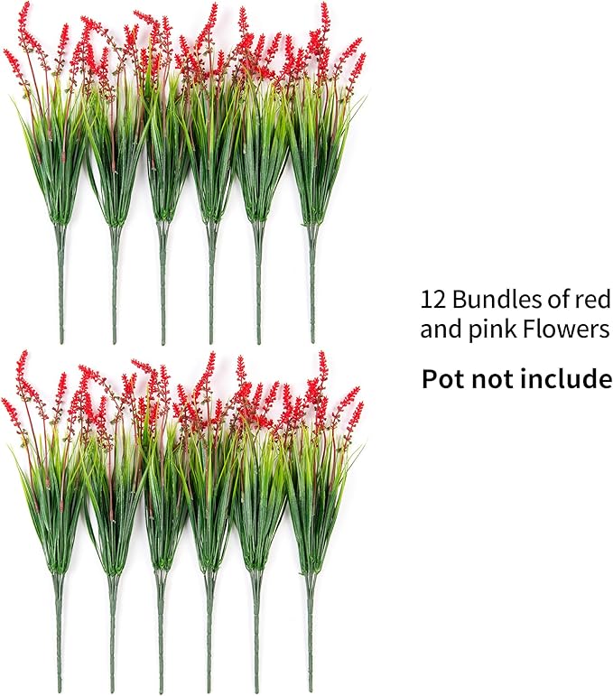 Artificial Faux Plants Flowers for Outdoor Decorations, Fake Monkey Grass for - Image 7