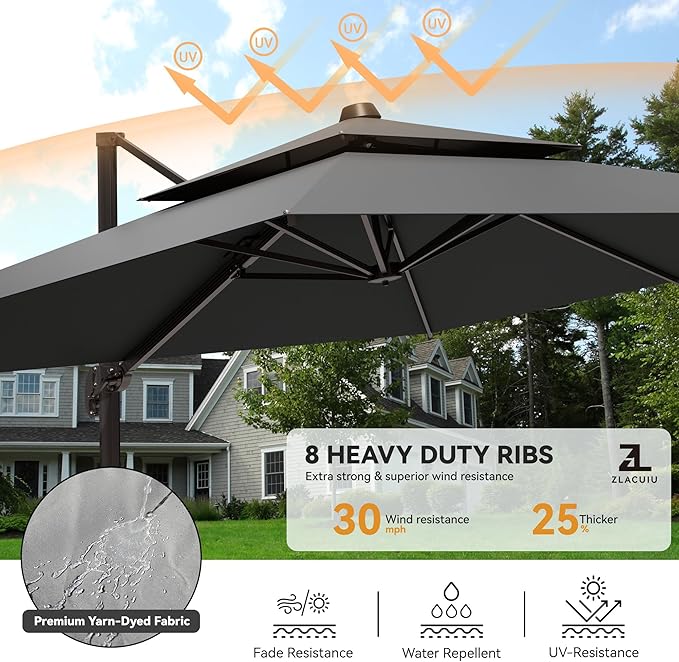 9x12FT Cantilever Patio Umbrella - Image 4