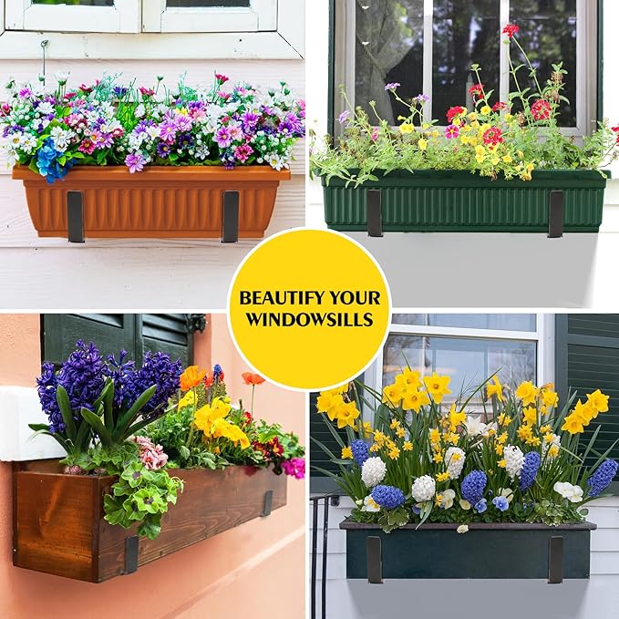 LukLoy Window Box Brackets, 4 Pack Adjustable Heavy Duty Wall Mount Flower Box - Image 2