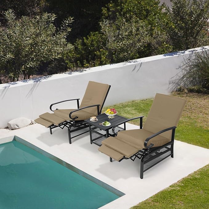 Oakcloud Adjustable Outdoor Lounge Chair Metal Patio Relaxing Recliner Chair - Image 7