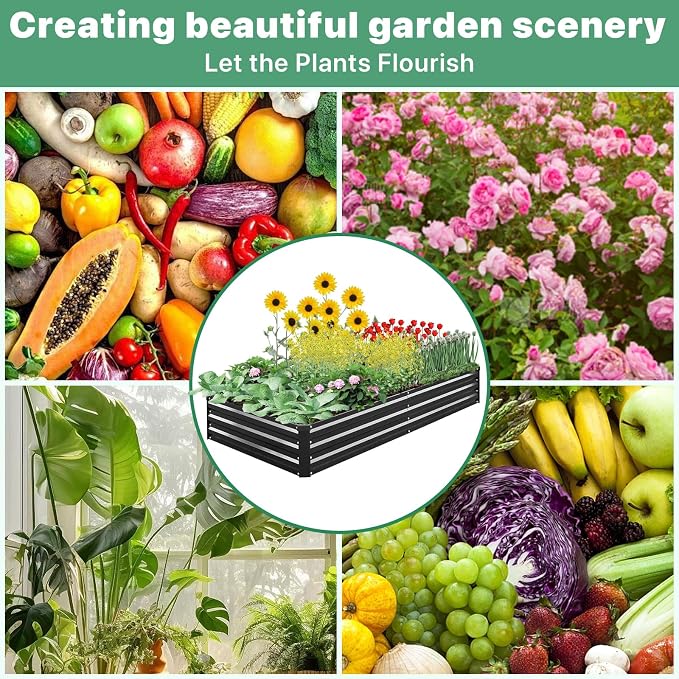 2 Pack 8×4×1ft Galvanized Metal Raised Garden Bed, Metal Planter Kit Box Outdoor - Image 5