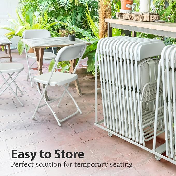 4 PACK White Foldable Plastic Chair | Folding & Stackable | 350 lbs Capacity - Image 6