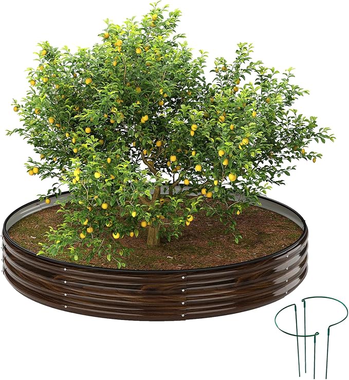 Galvanized Metal Planter Round Raised Garden Bed Kit by ZFHgarden