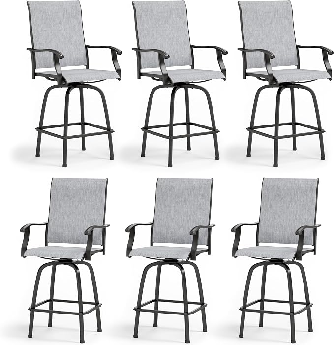 MFSTUDIO Outdoor Bar Stools Set of 6, Swivel Bar Height Patio Chairs Outdoor by MFSTUDIO