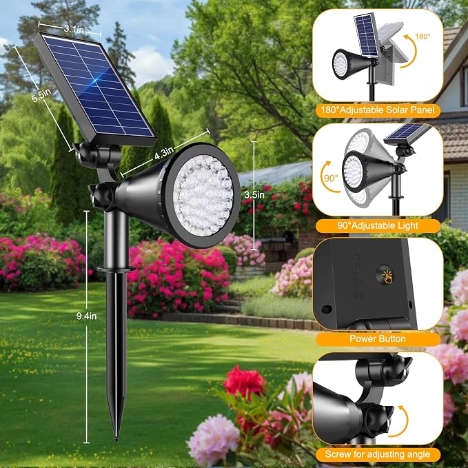 Solar Spotlight Outdoor Waterproof, 36 LED Outdoor Solar Lights - Image 4