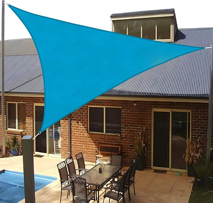 SUNLAX Sun Shade Sail 16' x 16' x 16' Turquoise Blue Triangle Canopy Sail Shade - Image 9
