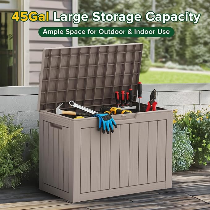 EasyUp 45 Gallon Outdoor Storage Box Waterproof, UV Resistant Deck Box Outdoor - Image 2