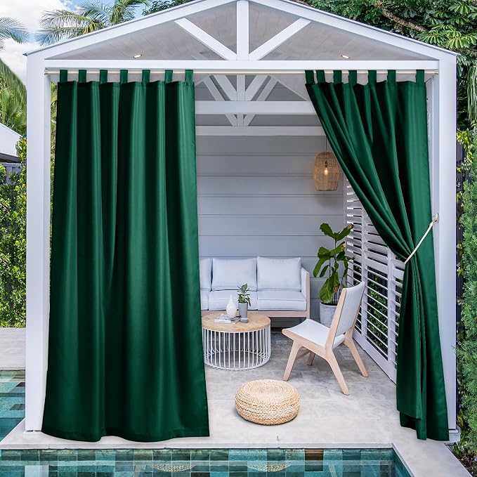 NICETOWN 2 Pieces Outdoor Curtains Waterproof Patio Drapes, Thermal Insulated by NICETOWN