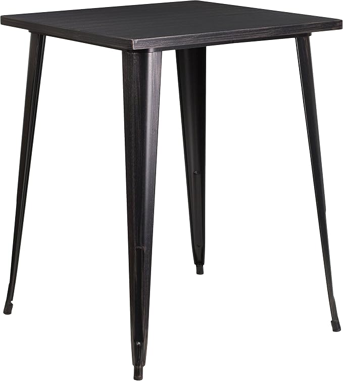Flash Furniture Nolan Commercial Grade 31.5" Square Black-Antique Gold Metal by FlashFurniture