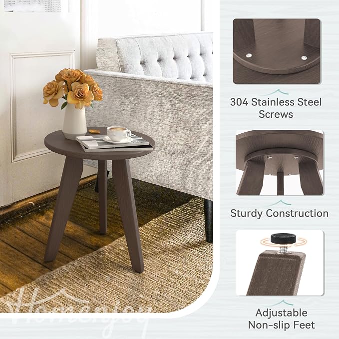 Outdoor Side Table, HDPS Outdoor Table, Small Round Side Table Weather-Resistant - Image 5