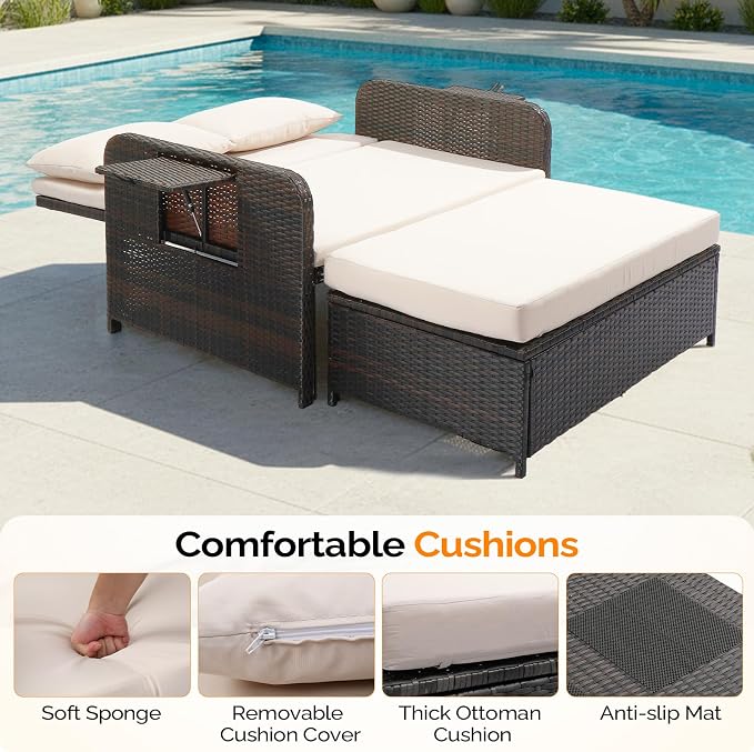 VINGLI Patio Daybed, Wicker Outdoor Daybed - Image 6