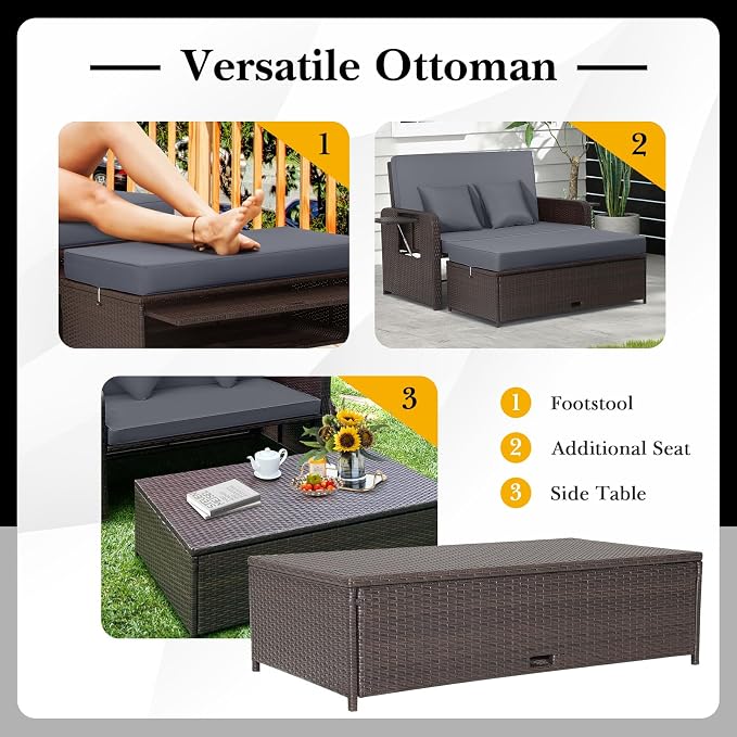 RELAX4LIFE Wicker Patio Outdoor Daybed - Image 7
