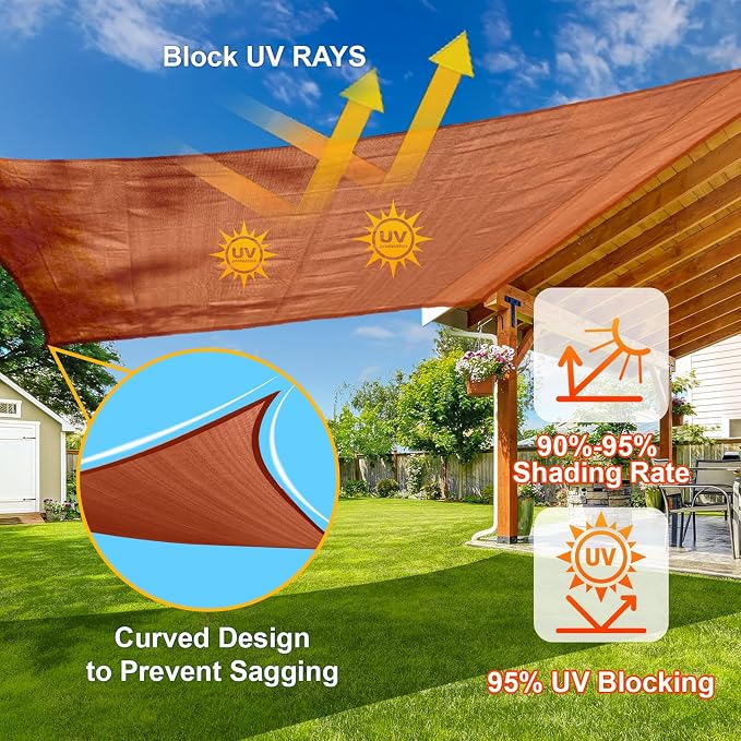 SUNLAX Sun Shade Sail 8' x 10' x 12.8' Terra Red Rectangle Canopy Sail Shade - Image 4