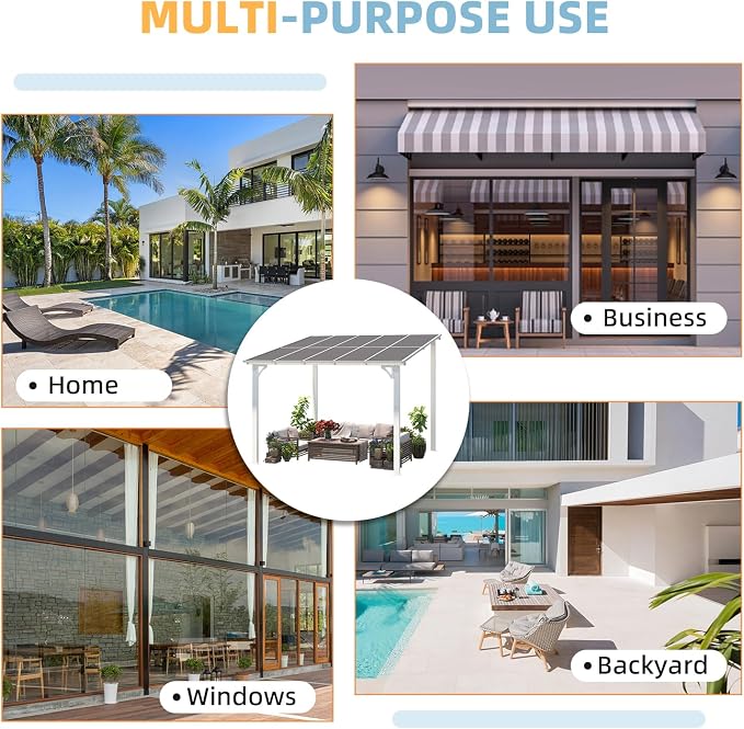AECOJOY 10' x 10' Pergola Gazebo in White, Small Wall Mounted Pergolas and - Image 8